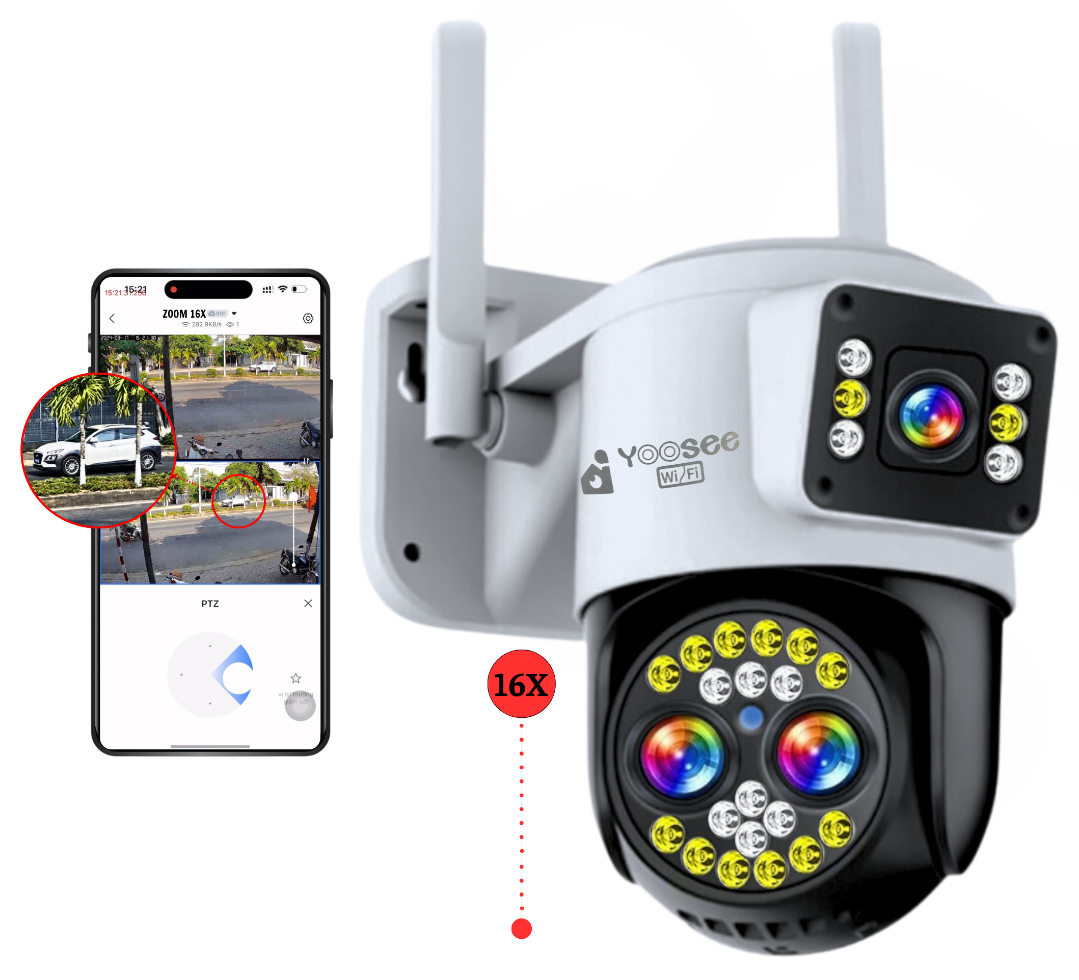 Camera Yoosee Q26S 3 mắt Zoom 16X